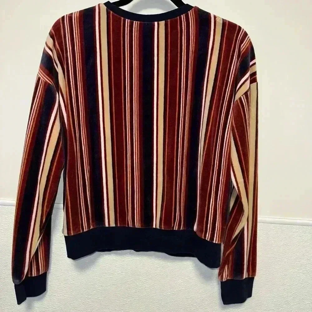 Women's Forever 21 Red & Blue Striped Velvet Sweater Size M - Picture 8 of 10